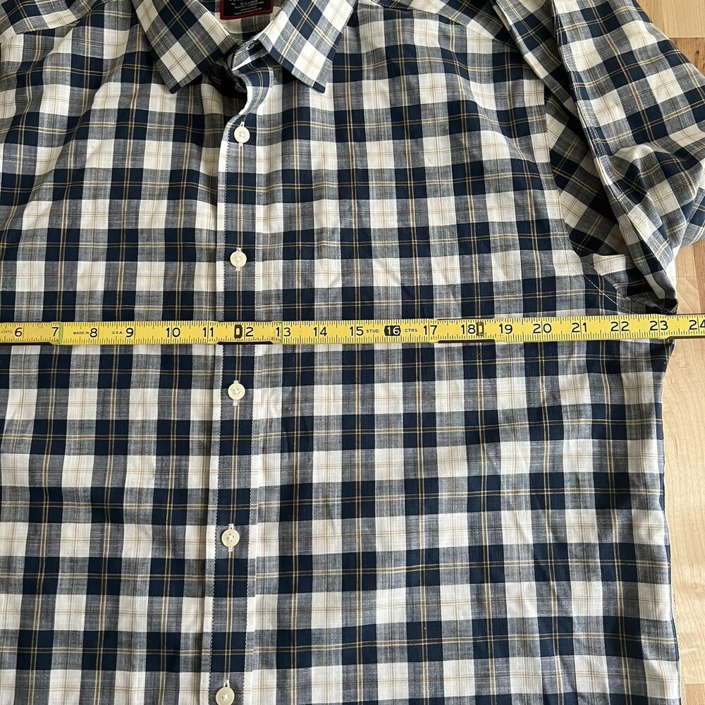 UNTUCKit Long Sleeve Button-Up Shirt 100% Cotton Blue White Plaid - Slim Fit XL - Picture 8 of 9